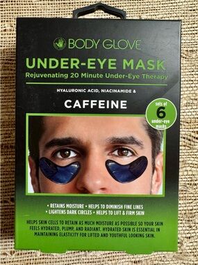 Body Glove Black Under-Eye Mask with Hyaluronic Acid, Niacinamide & Caffeine
